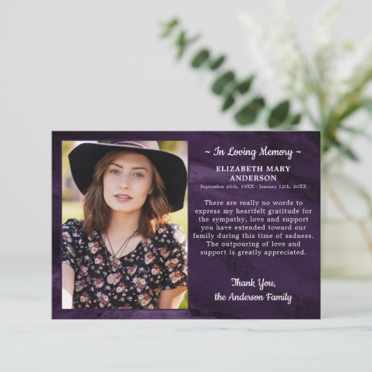 begrafenisherdenking van de foto van het leven bedankkaart (Staand voorkant)