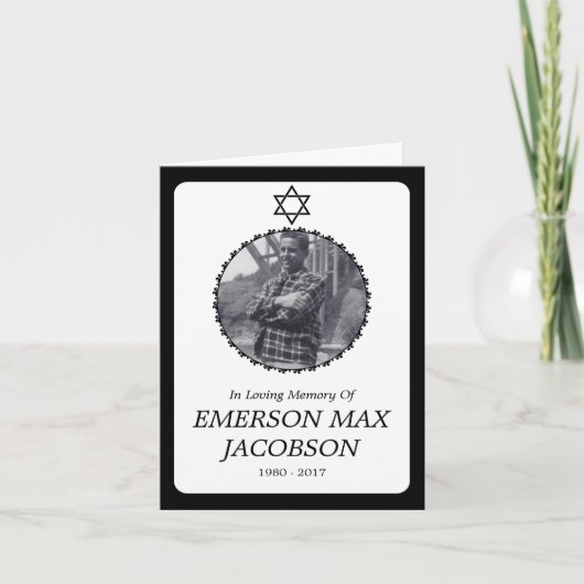 begrafeniskaart : elegante ster van david aankondiging (Voorkant)