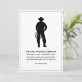 Begrafenismonument Black and White Cowboy Lasso Bedankkaart (Staand voorkant)