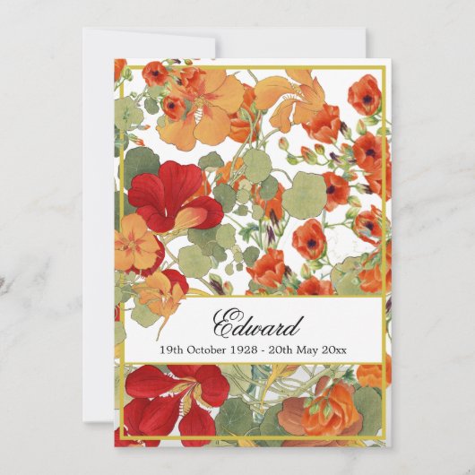 Begrafenismonument Bloemen Goud Viering Kaart (Voorkant)