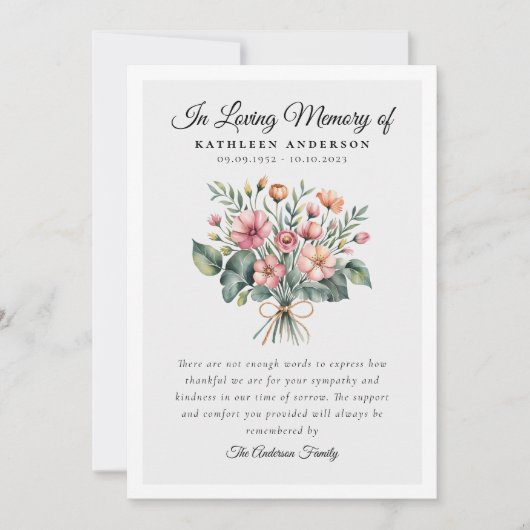 Begrafenismonument Boho Floral Bedankkaart (Voorkant)