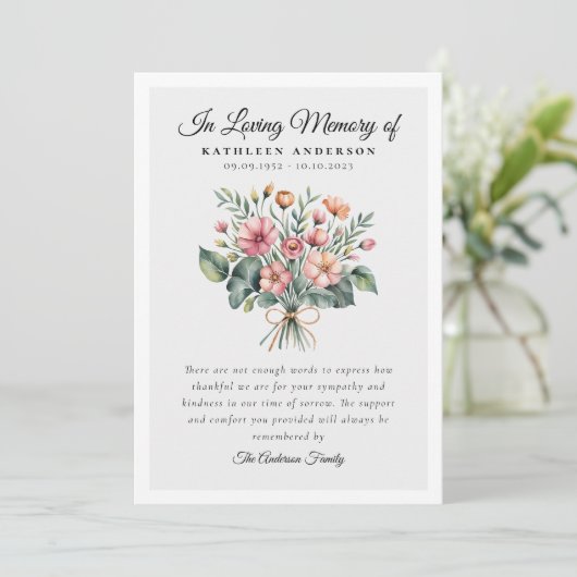Begrafenismonument Boho Floral Bedankkaart (Staand voorkant)