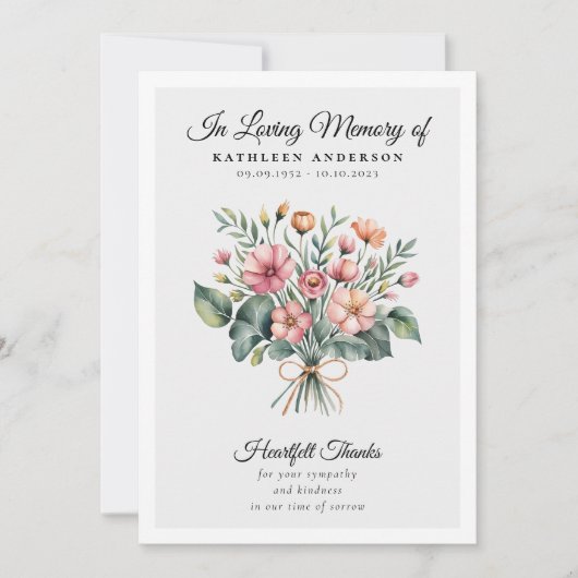 Begrafenismonument Boho Floral Bedankkaart (Voorkant)