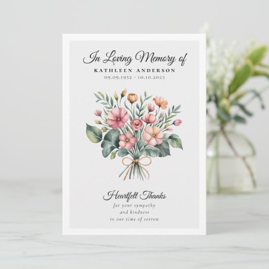 Begrafenismonument Boho Floral Bedankkaart (Staand voorkant)