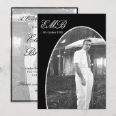 Begrafenismonument Eenvoudig zwart wit foto Kaart (Voorkant / Achterkant)