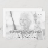 Begrafenismonument Eenvoudige moderne foto Bedankkaart (Voorkant / Achterkant)