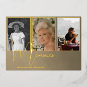 Begrafenismonument Elegant Modern 4 Foto Folie Uitnodiging (Voorkant)