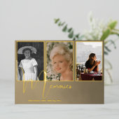 Begrafenismonument Elegant Modern 4 Foto Folie Uitnodiging (Staand Voorkant)