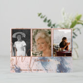 Begrafenismonument Elegante steen Modern 4 Foto Folie Uitnodiging (Staand Voorkant)