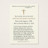 Begrafenismonument Floral Religious Prayer Kaart (Achterkant)