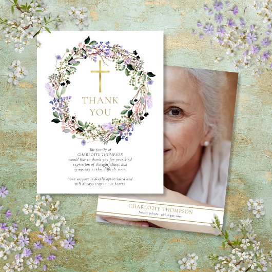 Begrafenismonument Lavendel Bloemen Christelijke f Bedankkaart