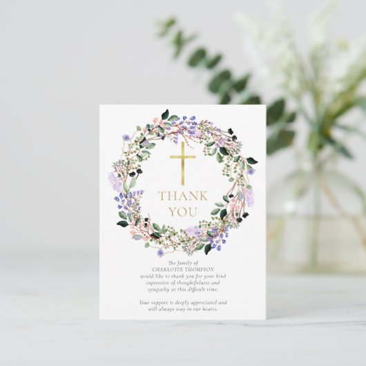 Begrafenismonument Lavendel Bloemen Christelijke f Bedankkaart (Staand voorkant)