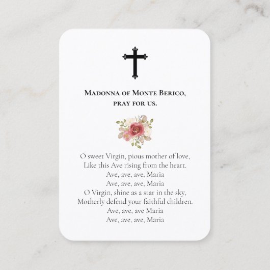Begrafenismonument Madonna Gebed Sympathie Kaarten Visitekaartje (Achterkant)