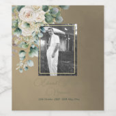 Begrafenismonument Mannelijke foto Elegant Roos Br Wijn Etiket (Enkel label)