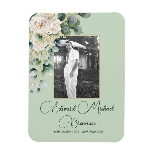 Begrafenismonument Mannelijke foto Elegant Roos Magneet (Verticaal)