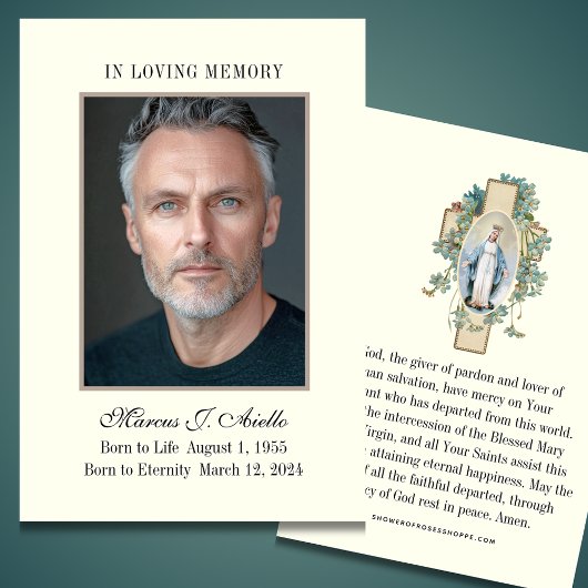 Begrafenismonument Maria Gebed Heilige Kaart