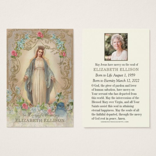 Begrafenismonument Mary Fotogebed Kaart (Voorkant /achterkant)