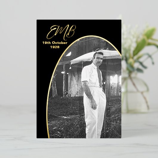 Begrafenismonument Moderne eenvoudige foto Folie Uitnodiging (Staand Voorkant)