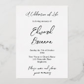 Begrafenismonument Moderne eenvoudige foto Folie Uitnodiging (Achterkant)