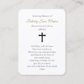 Begrafenismonument Moeder Maria Gebed Sympathie Ka Visitekaartje (Achterkant)