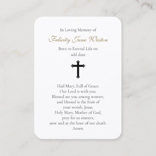 Begrafenismonument Moeder Maria Gebed Sympathie Ka Visitekaartje (Achterkant)