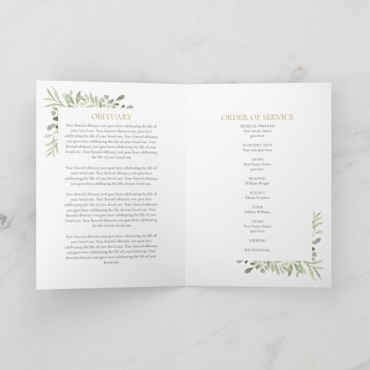 Begrafenismonument Orde van Dienst Foto Greenery Programma (Binnen)