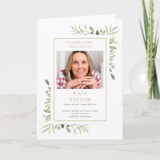 Begrafenismonument Orde van Dienst Foto Greenery Programma (Voorkant)