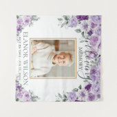 Begrafenismonument Paarse Lila Bloemen Afbeelding  Wandkleed (Voorkant (horizontaal))