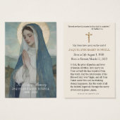 Begrafenismonument Verdrietige Maria biddend Visitekaartje (Voorkant /achterkant)