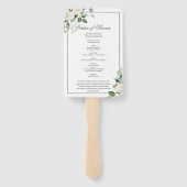 Begrafenisorde|Witte bloemstukken van eucalyptus Handwaaier (Achterkant)