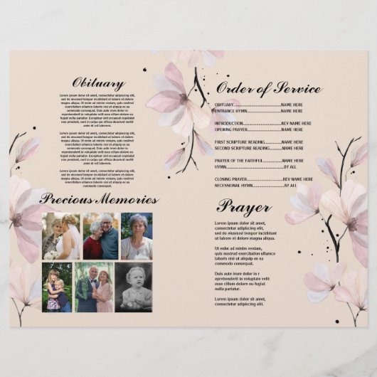 Begrafenisorder Service Viering van het leven Past Flyer (Achterkant)