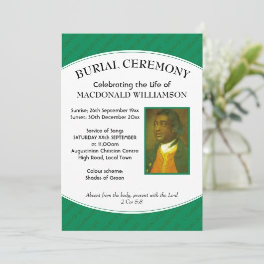 BEGRAFENISPLECHTIGHEID | Foto | Green | begrafenis Kaart (Staand voorkant)