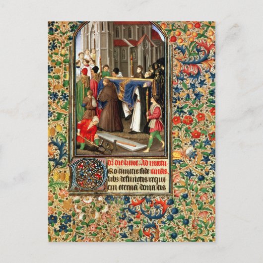 begrafenisproces met graafmachines briefkaart (Voorkant)