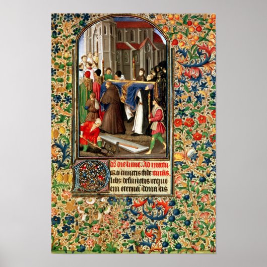 begrafenisproces met graafmachines poster (Voorkant)