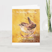 Begrafenisprogramma Aangepaste Waterverf Wren Bird Programma (Voorkant)