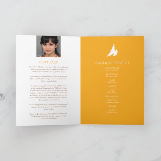 Begrafenisprogramma bestelling van service geel ro programma (Binnen)