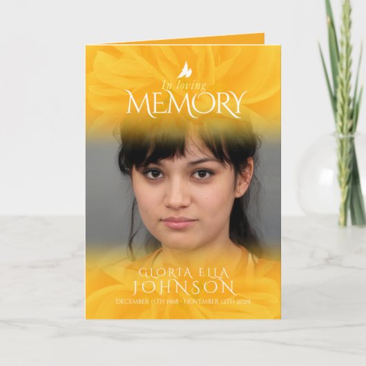 Begrafenisprogramma bestelling van service geel ro programma (Voorkant)