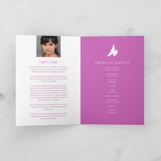 Begrafenisprogramma bestelling van service paarse  programma (Binnen)