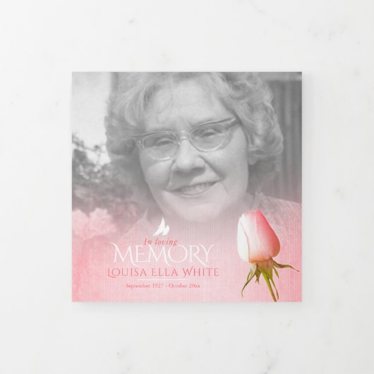 Begrafenisprogramma bestelling van service roze ro drieluik programma (Cover)