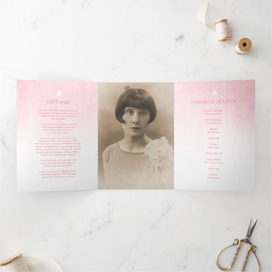 Begrafenisprogramma bestelling van service roze ro drieluik programma (Binnen)