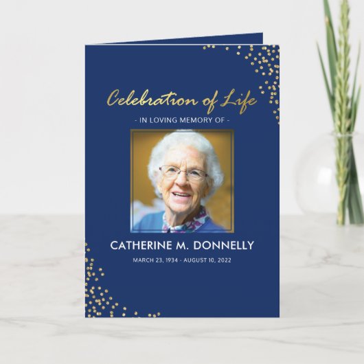 Begrafenisprogramma| Blue Gold-serviceorder Programma (Voorkant)