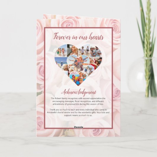 Begrafenisprogramma - Boeket van zachte roze rozen Programma (Achterkant)