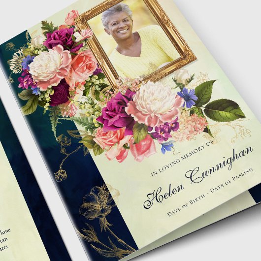 Begrafenisprogramma Floral | Uitvaartbesteldienst Kaart