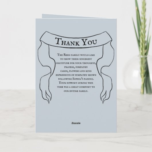 Begrafenisprogramma foto in cirkelkrans bedankkaart (Achterkant)