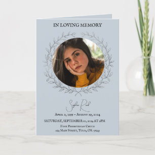 Begrafenisprogramma foto in cirkelkrans bedankkaart