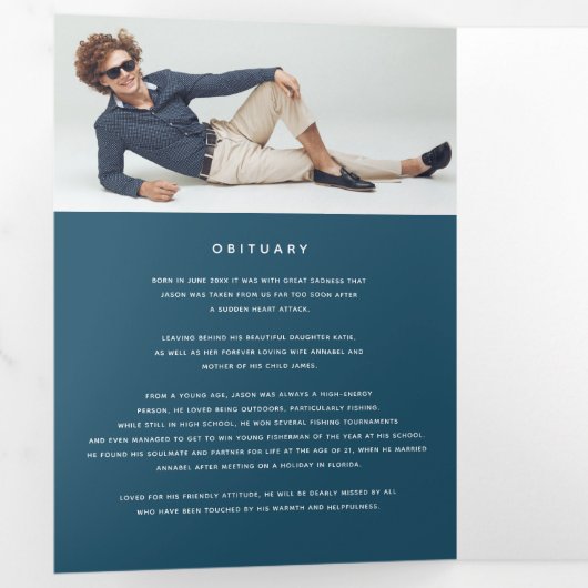 Begrafenisprogramma in ons hart donkerblauw drieluik programma (Binnenzijde eerst)