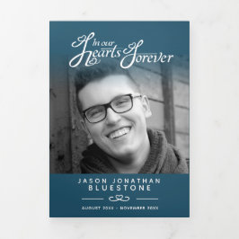 Begrafenisprogramma in ons hart donkerblauw drieluik programma