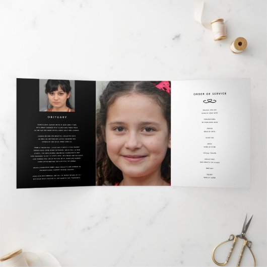 Begrafenisprogramma in ons hart zwart drieluik programma (Binnen)