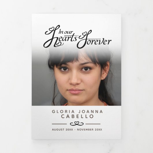 Begrafenisprogramma in ons hart zwart drieluik programma (Cover)