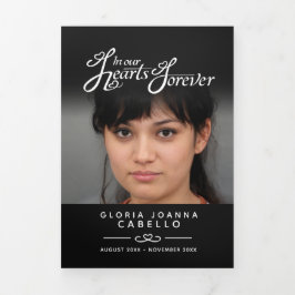 Begrafenisprogramma in ons hart zwart wit drieluik programma